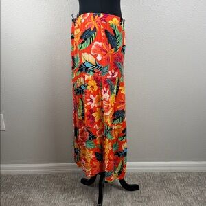 NWOT Orange Tropical Floral Maxi Skirt